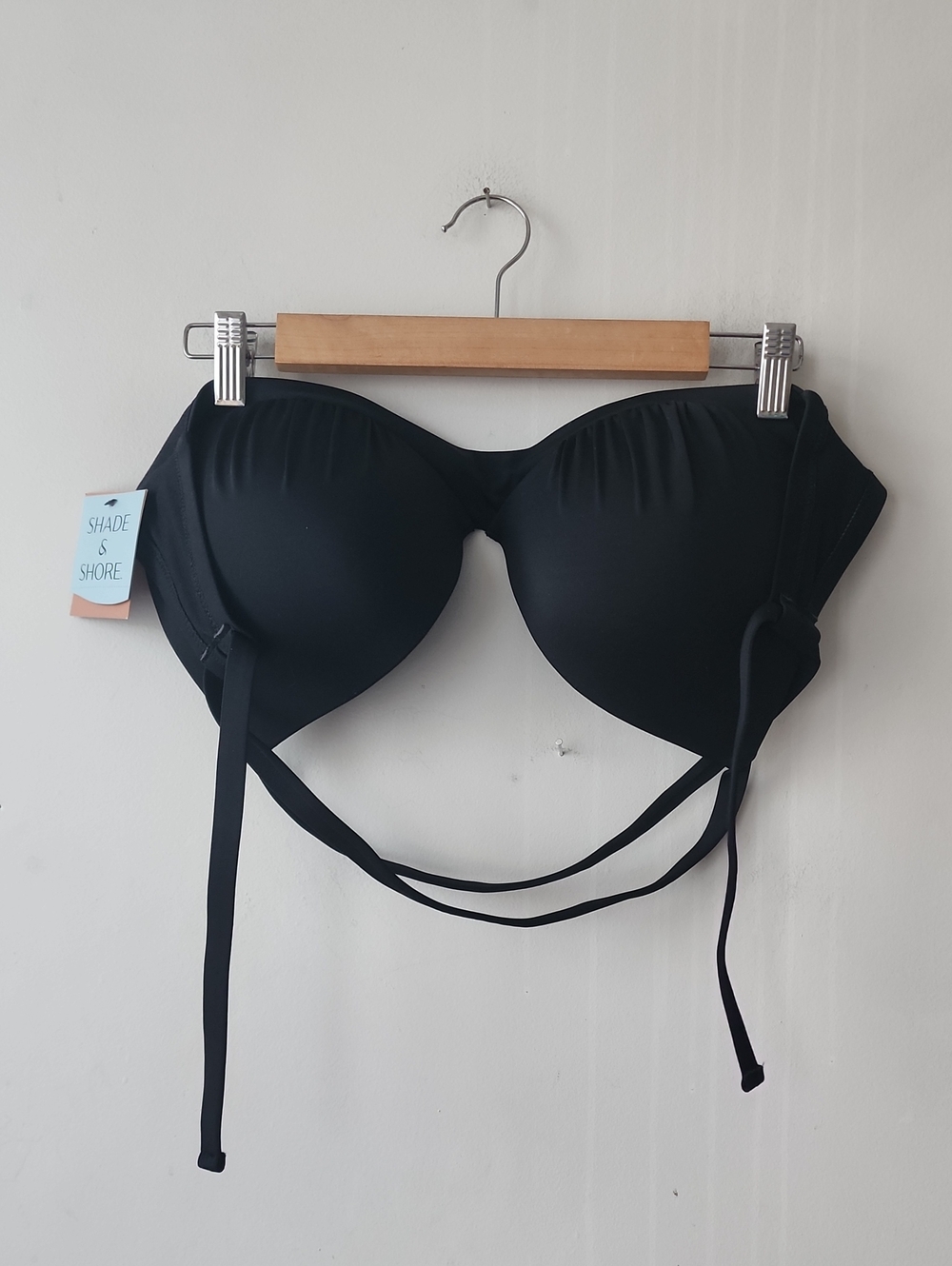 Shade & Shore Black Convertible Strapless Bikini Top